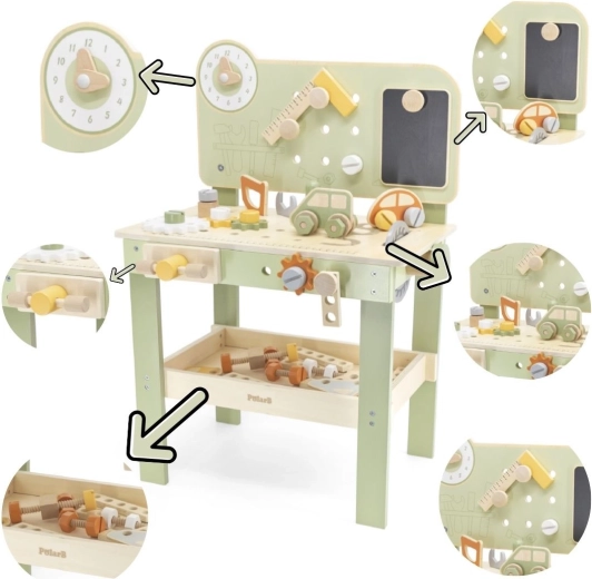 Viga PolarB drveni dječji radni stol s alatom