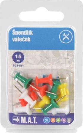 Šarene cilindrične pribadače za oglasnu ploču, 15 kom