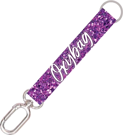 Kratka privjesnica s karabinom Purple Glitter
