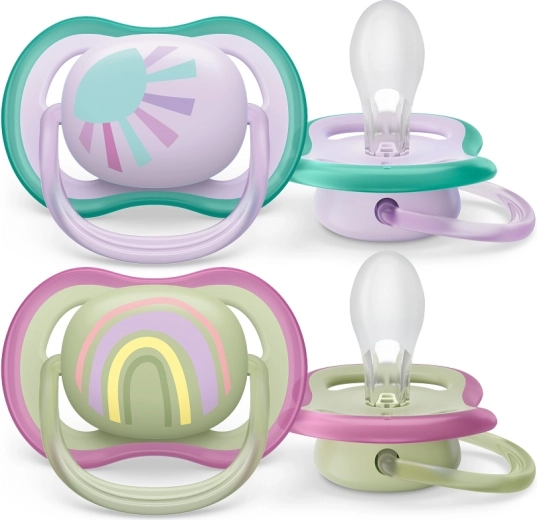 Philips AVENT Ultra Air Rainbow Pacifier for Girls 0–6 Months, 2 Pieces