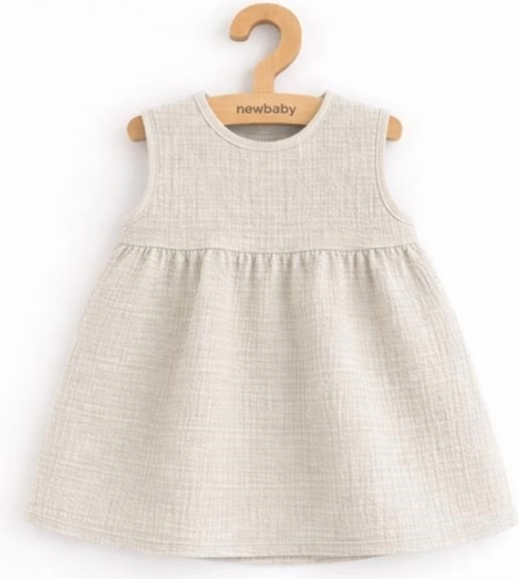 Dječja muslin haljina New Baby Ella, izgled lana, vel. 86 (12–18 mjeseci)