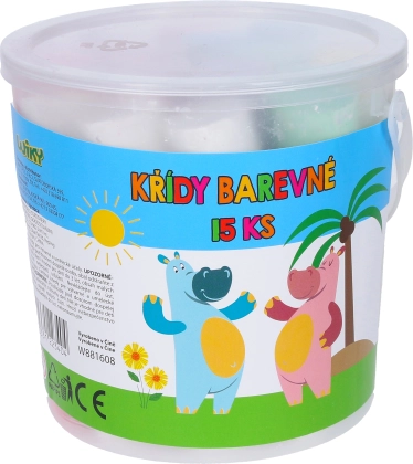 Obojene kredice za pločnik u kantici, 15 kom