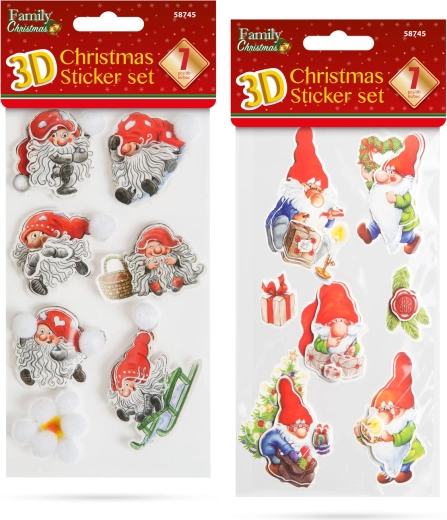 Christmas 3D Gnome Stickers - 1 piece