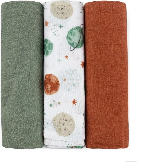 Petite&Mars bambusove muslinske pelene Moussy Celestial Planets 68 × 68 cm (3 kom)