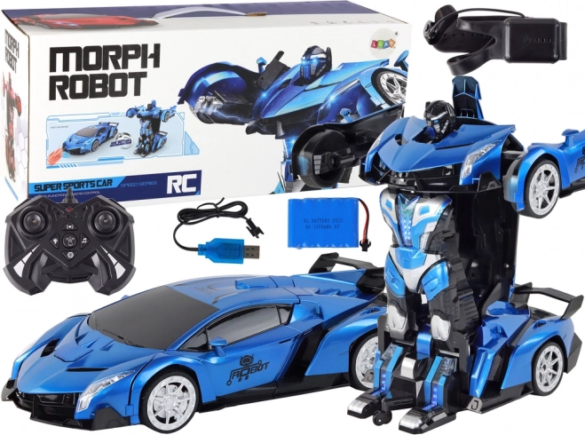 Robotski auto transformacije R/C 1:10 Plavo upravljanje gestama
