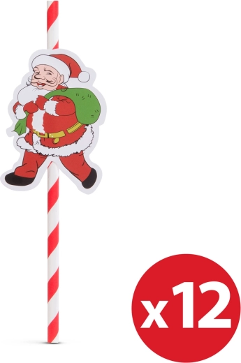 Paper Christmas Straws 197 × 6 mm, 12 pcs