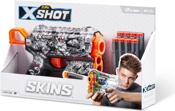 X-Shot Skins Flux – pjenasti blaster s 8 strelicama