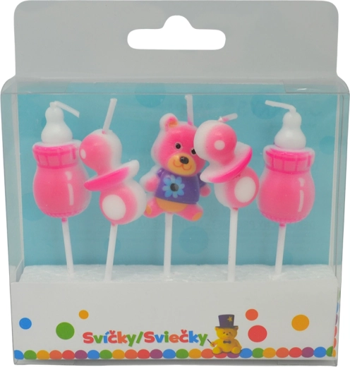 Rođendanske svjećice za djevojčice s držačem, 5 kom