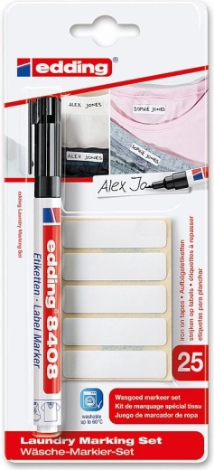 Edding 8408 textile marker with iron-on labels, black