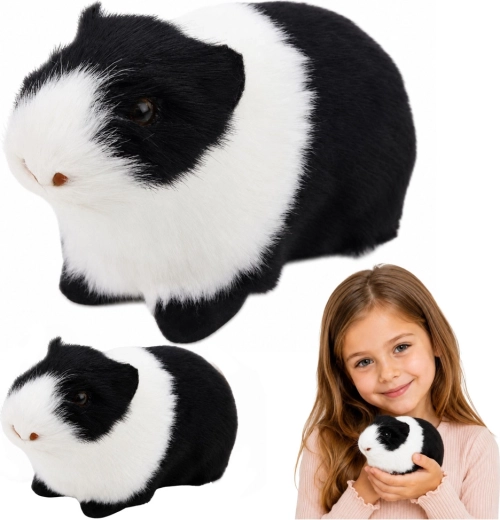 Realistična figurica zamorca s mekim krznom bijelo-crna 12 cm - 1 komad