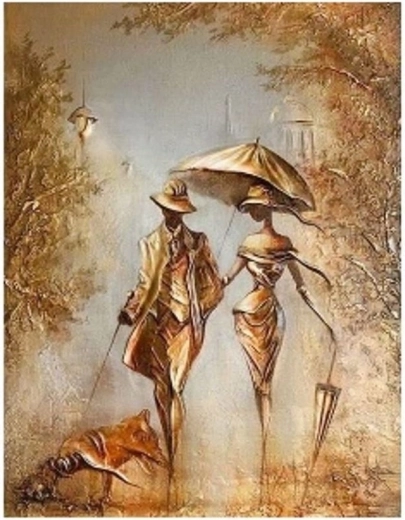 Dijamantno slikanje – par u šetnji 30 × 40 cm