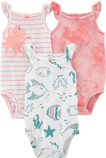 Carter's dječji bodi bez rukava Pink ocean – set 3 kom