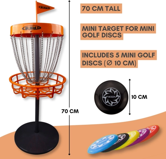 Guru mini discgolf set – vrtna igra s košem i 5 diskova