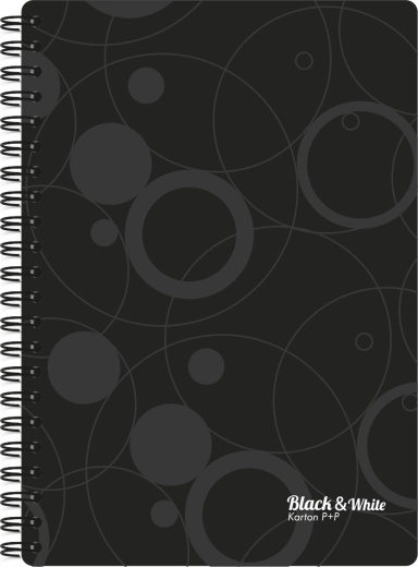 Spiralni blok A4 s dvostrukom spiralom, crni, PP korice