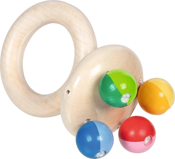 Wooden hand rattle touch ring rattle rainbow - 1 piece