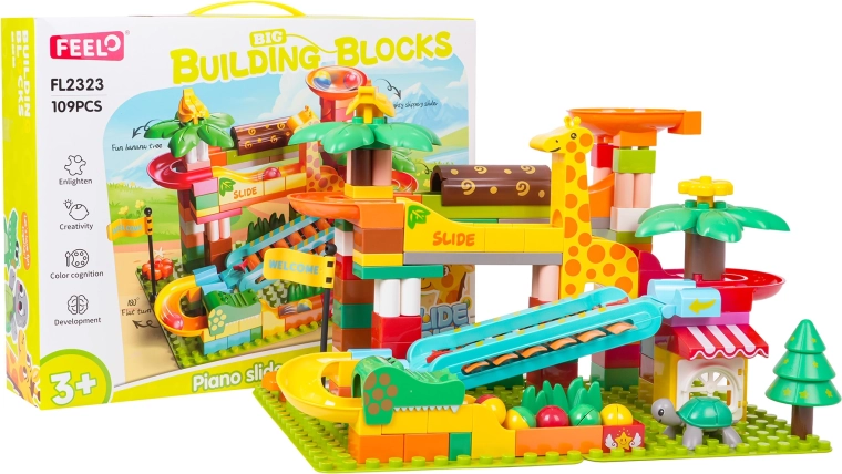 Konstrukcijski set safari staza za kuglice s klavirom (109 dijelova)