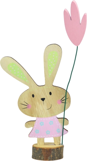 Drvena dekoracija zečić na panju 17 cm