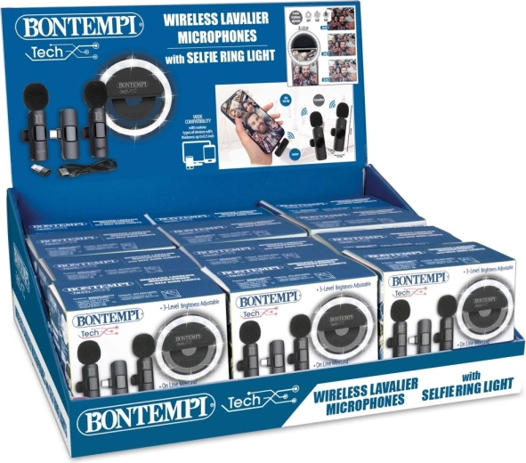 Mini kružno svjetlo i par bežičnih lavalier mikrofona USB‑C