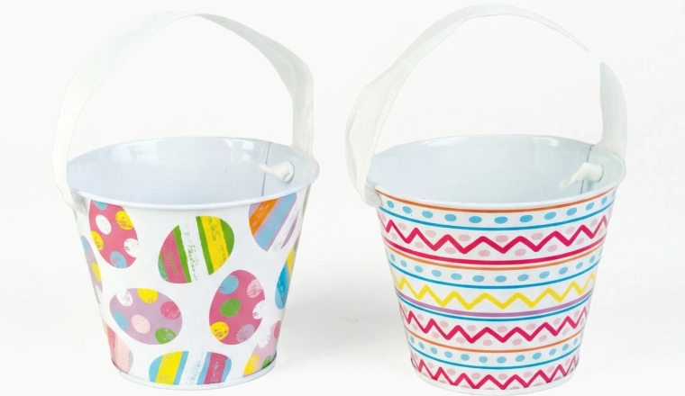 Easter metal bucket with a design - 1 piece