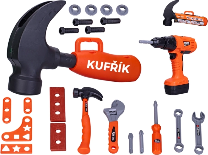 Dječji set alata s akumulatorskom bušilicom u koferu u obliku čekića