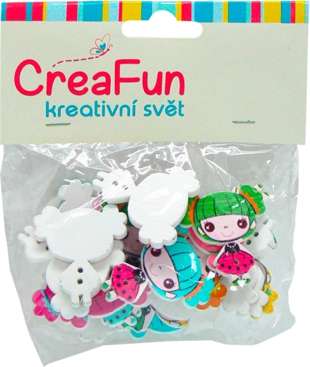 Drveni gumbi s motivom djevojčice, set 20 kom (2,7 × 3 cm)