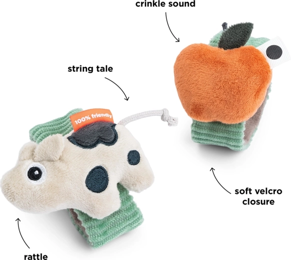 Done by Deer Dotti wrist rattles, green - 2 pcs