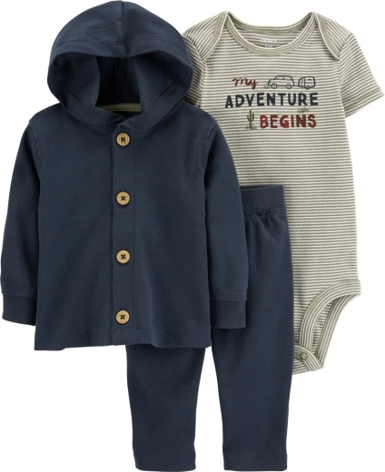 Carter's 3-dijelni set za novorođenče green stripes