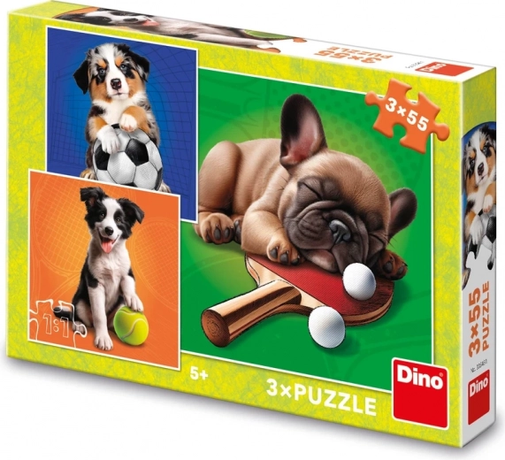 Puzzle Pasji sportaši 3×55 dijelova
