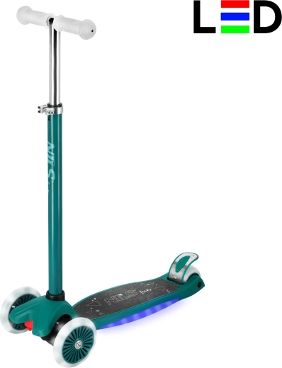 Dječji troskretni romobil s LED NILS Fun HLB1310 – zelena