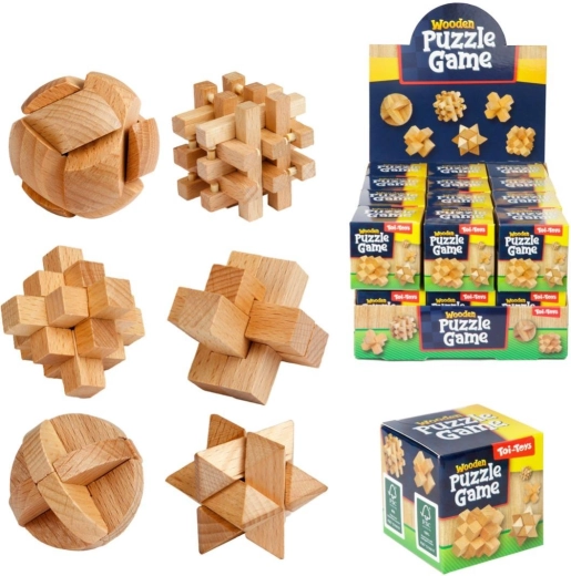 Drveni 3D slagalica – mix vrsta u poklon kutijici 5 × 5 cm