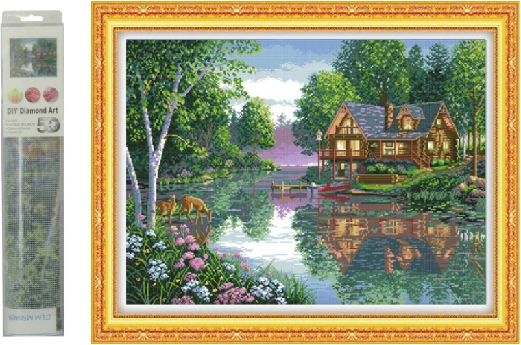 Dijamantna mozaïka – kućica kraj jezera