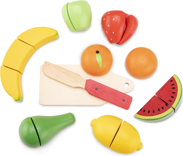 Wooden Fruit Cutting Set in a Basket