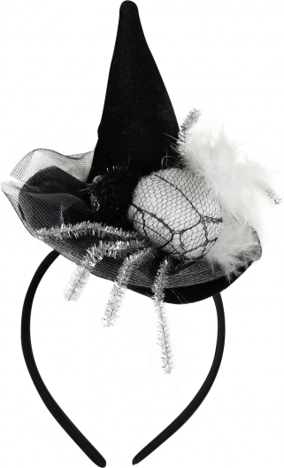 Traka za kosu s mini šeširom i paukom