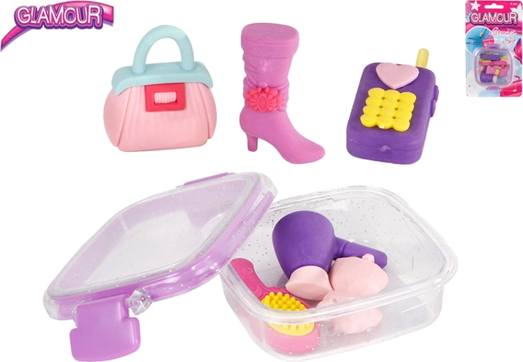 Glamour set gumica u obliku modnih dodataka