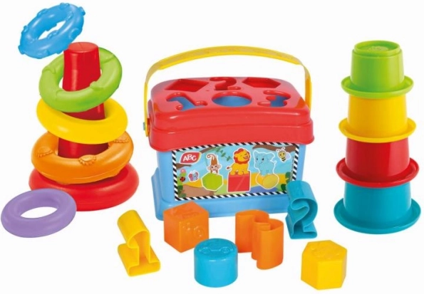 Set za igru 3 u 1 - umetanje, piramida i čašice