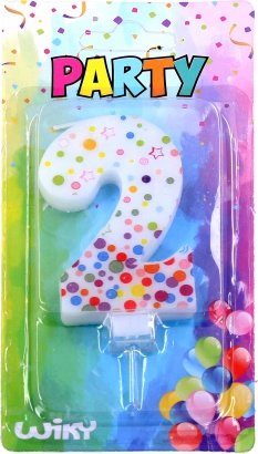 Party svijeća broj 2 s točkicama