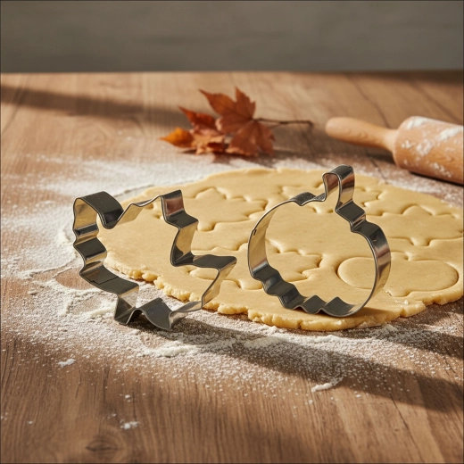 Set of metal cookie cutters, leaf and pumpkin, 8 cm, 2 pcs
