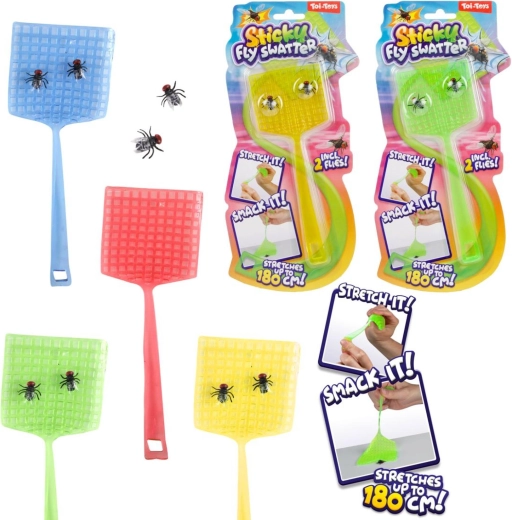 Stretchy Sticky Fly Swatter with 2 Flies - 1 Piece