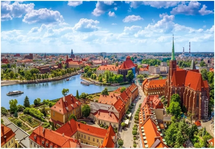 Puzzle Zračni pogled na Vroclav 1000 dijelova CASTORLAND