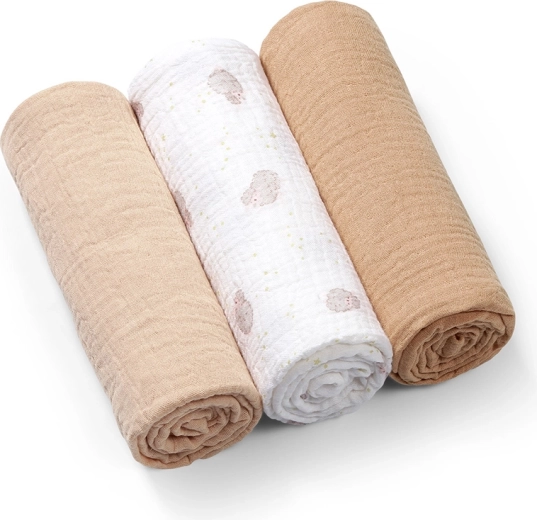 Muslin pelene Babyono Super Soft bež, 70 × 70 cm - 3 kom.