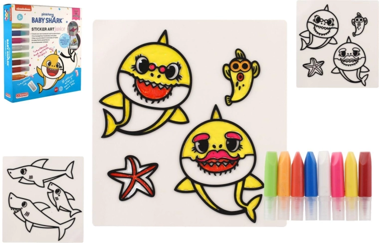 Baby Shark creative kit for window stickers and coloring with paints
