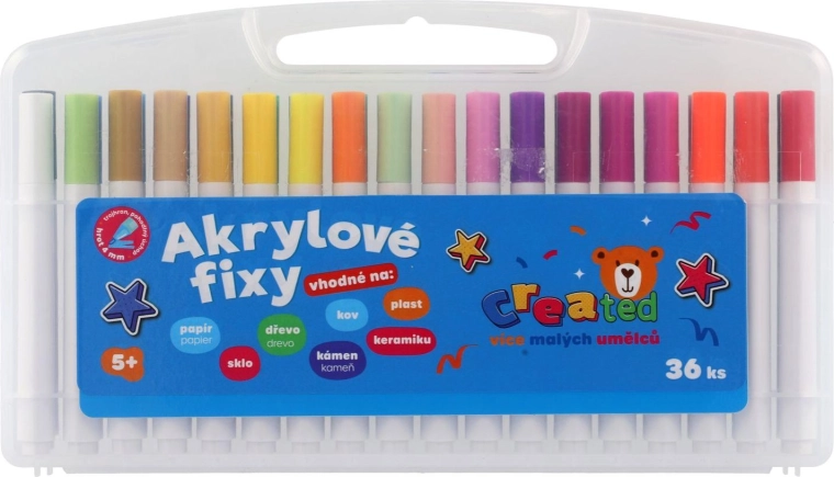 Set akrilnih flomastera 36 kom u plastičnoj kutiji