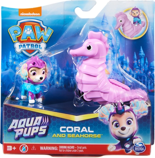 Psi patrol Aqua Pups – figurica Coral i vozilo morski konjić