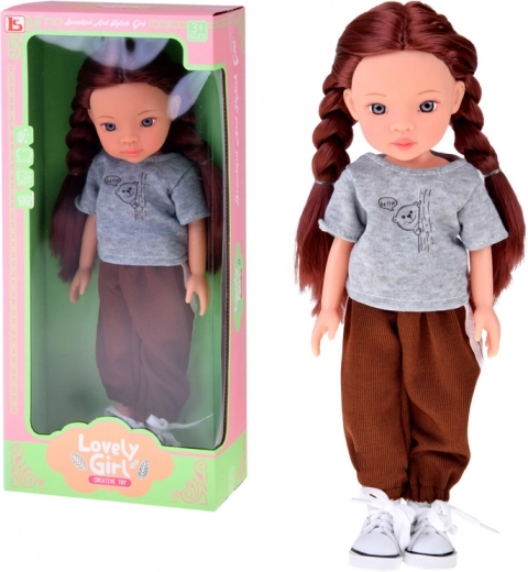 Lovely Girl lutka sa satenskim pletenicama u sportskom outfitu 33 cm