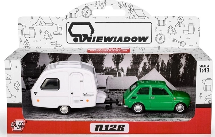 Fiat 126p s karavanom Niewiadów N-126, zeleni
