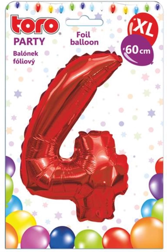 Foliasti balon broj 4, 60 cm, crveni