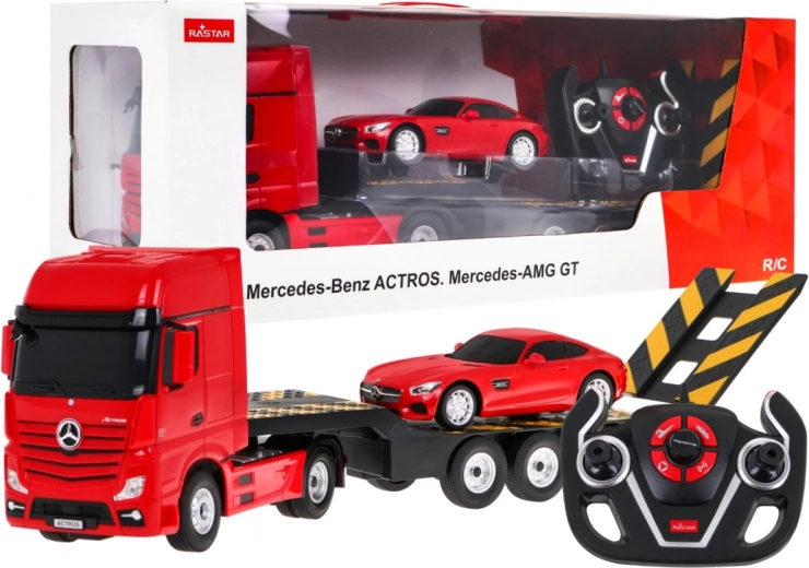 RC kamion Mercedes‑Benz Actros s poluprikolicom 1:26 + Mercedes‑AMG GT 1:24