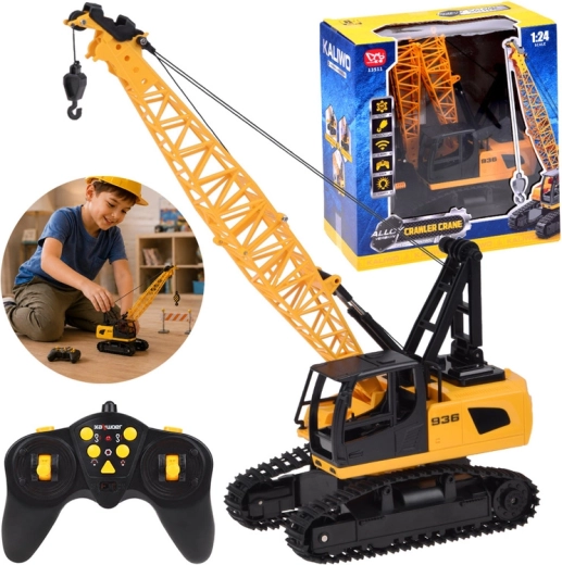 Remote-controlled tracked crane with movable hook and LED lights, 2.4 GHz - 1 piece