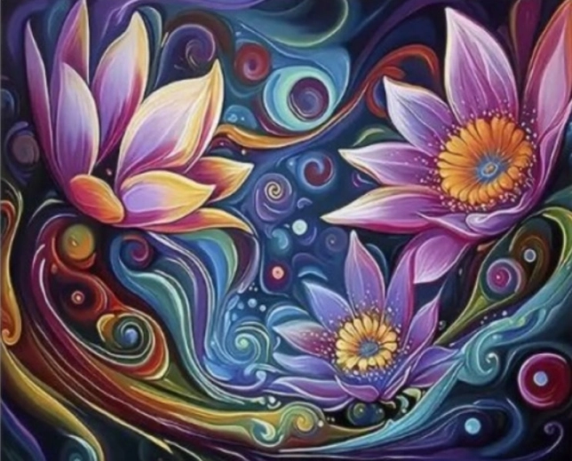 Dijamantno slikanje Apstraktno cvijeće 30 × 40 cm