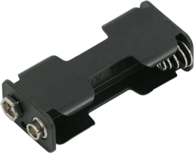 Battery holder for 2 AA batteries with 9V connector